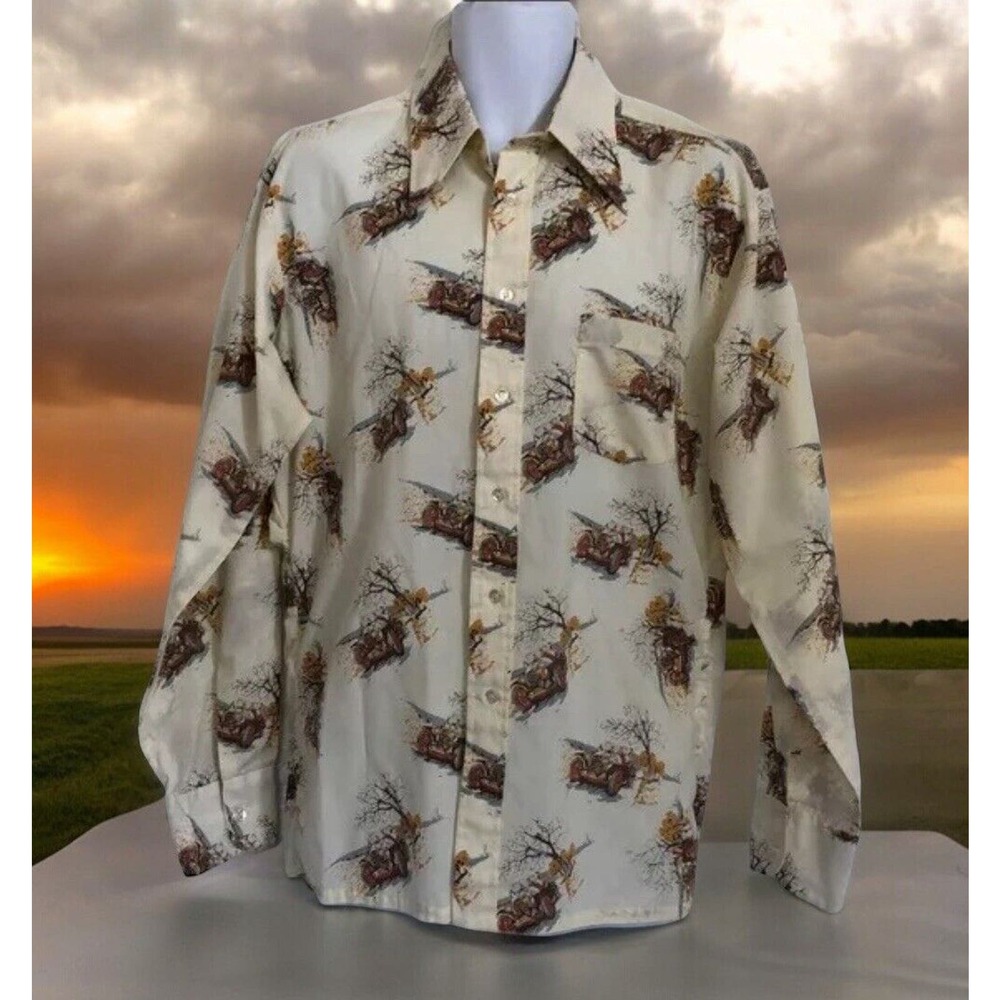 Vintage JP2 Bardon Permanent Press classic car‎ Western Shirt Men’s Size